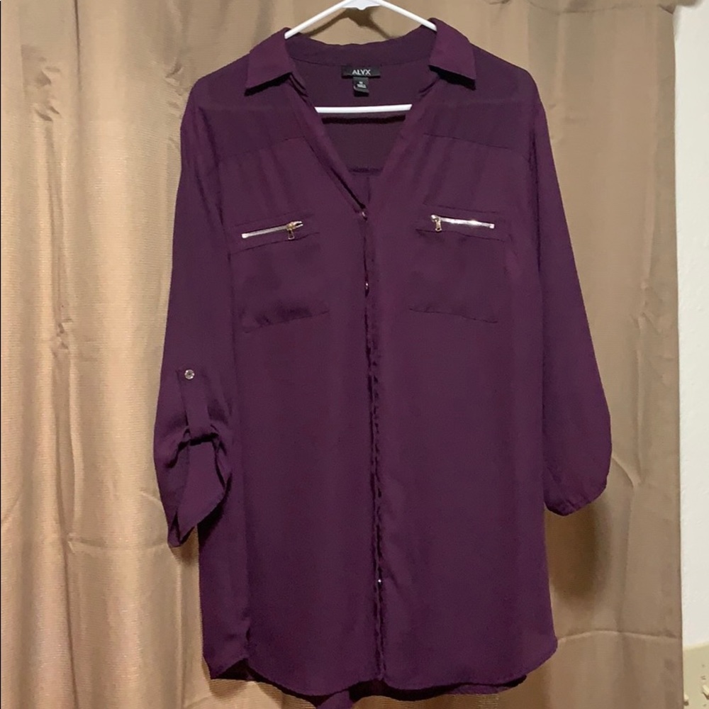 Purple Button-Up Blouse